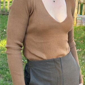 House of Harlow 1960 Tan Ribbed Sweater